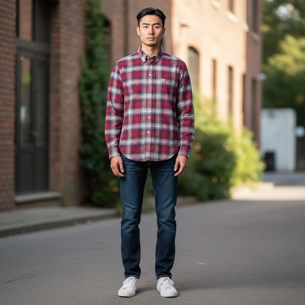 Cinch Shirt Mens M Miller Style Red Blue White Plaid Button Down Long Sleeve